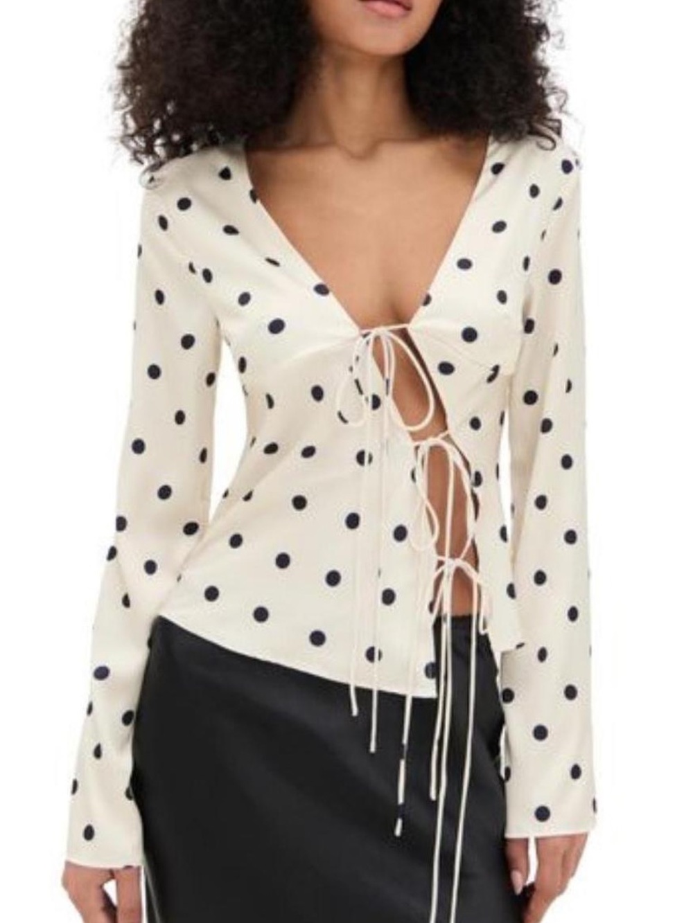 Lioness Mariah Long Sleeve Top in Cream Polka